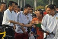 Indonesian President Joko Widodo while cycling greets residents Royalty Free Stock Photo