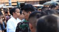 Indonesian President Joko Widodo ora Jokowi when visiting a traditional market