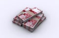 3D Stack of Indonesian rupiah money white background