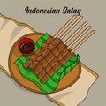 Indonesian food called satay illustration vector