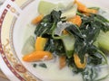 Bobor. Indonesian spinach soup served on bowl