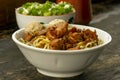 Indonesian street food, Mie Ayam, noodles with chicken