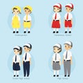 Indonesian Student School Uniform Vector Set