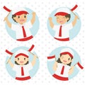 Indonesian Students Holding Flags Vector