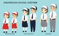 Indonesian Students Uniform Cartoon Vector