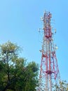 Indonesian telecommunications tower, internet network provider. Royalty Free Stock Photo