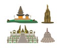 indonesian temple set. Vector illustration Royalty Free Stock Photo