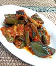 Indonesian Terong Balado or Eggplant in Red Chilli Sambal. Royalty Free Stock Photo