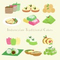 Indonesian Traditional Cakes and Snacks Cartoon Vector