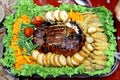 Indonesian traditional dish, soy sauce grilled chicken complete with fresh vegetables Royalty Free Stock Photo