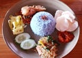 Indonesian traditional food, blue nasi uduk