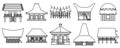 Indonesian traditional house collection, set of rumah adat vector illustration in line art style