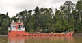 Indonesian traditional merchant ship on the river