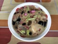 Indonesian traditional mixed ice with black lengkong and cendol ingredients
