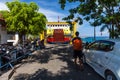 Indonesian transport cargo ship big ferry boat commits plying routes between the tropical islands of Indonesia