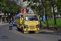yellow truck logistic in the road