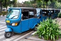 Indonesian Tuk Tuk Bajaj Public Transport Lining Up in Blok M Region