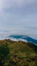 Indonesian volcano mount Merapi view from mount Merbabu, Central Java Royalty Free Stock Photo