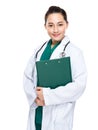 Indonesian woman doctor hold clipboard Royalty Free Stock Photo