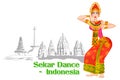 Indonesian Woman performing Sekar dance of Indonesia Royalty Free Stock Photo