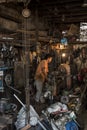 Indonesian worker operates his machine in an old worshop in Jakarta, Indonesia