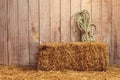 indoor barn with hay bale Royalty Free Stock Photo