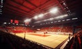 Indoor Basketball Court With Fans and Lights