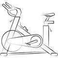Indoor bike, spin bikes, Indoor cycling sketch drawing, contour lines drawn Royalty Free Stock Photo