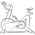 Indoor bike, spin bikes, Indoor cycling sketch drawing, contour lines drawn Royalty Free Stock Photo