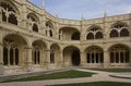 Indoor cloister of the ancient Jeronimos Monastery Royalty Free Stock Photo