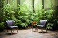 indoor coppice between two leather chairs