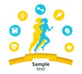 Indoor fitness concept and fitness app isolate. Flat vector illustration of athletic young girl in the sportswear doing