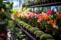 Indoor flowers in the store. Generative AI technology