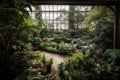 an indoor garden with various plants and flowers in bloom Royalty Free Stock Photo