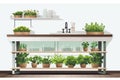 Indoor Hydroponic Garden Setup in a Modern Kitchen isolated vector style illustration