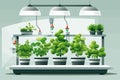 Indoor Hydroponic Garden Setup in a Modern Kitchen isolated vector style illustration