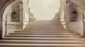 Indoor impressive staircase of an ancient royal palace