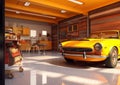 indoor or interior garage with Generative AI Royalty Free Stock Photo
