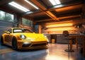 indoor or interior garage with Generative AI Royalty Free Stock Photo