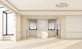 Indoor interior on wooden floor with white classic feature wall in large room at minimal house and sky light window Royalty Free Stock Photo