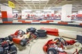 Indoor karting track in red and white Royalty Free Stock Photo