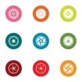 Indoor lens icons set, flat style Royalty Free Stock Photo