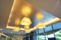 Indoor lights hanging from the ceiling with a soft yellow light color