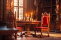Indoor medieval imterior with cinematic light Royalty Free Stock Photo