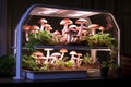 indoor mushroom garden with led grow lights