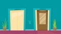 Indoor and outdoor elevators in the building. flat vector illustration Royalty Free Stock Photo