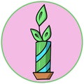 Indoor plant in a high ceramic pot, tropical flower, cartoon vector illustration Royalty Free Stock Photo