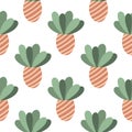 Indoor plants in striped pots seamless pattern Royalty Free Stock Photo