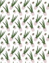 Indoor plants: succulents, sansevieria. Potted greens and flower pots. Vector winter garden seamless pattern. Print for Royalty Free Stock Photo