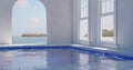 Indoor pool in the beach. 3D rendering